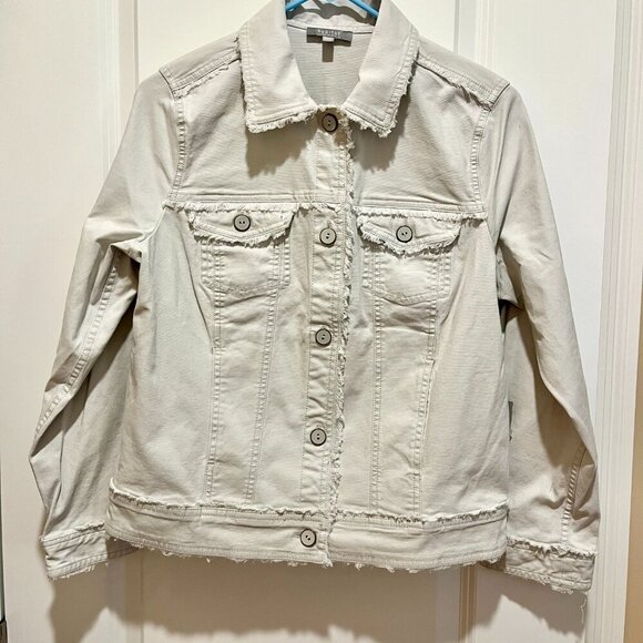 Habitat Camille Frayed Jean Jacket in Putty - Picture 3 of 15